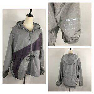 NWT UNDER ARMOUR Gray Water Repellent RUSH Storm Woven Novelty Hoodie Jacket